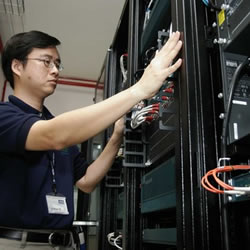 Man working on system